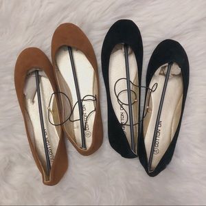 Set of Two Pairs of Suede Ballet Flats